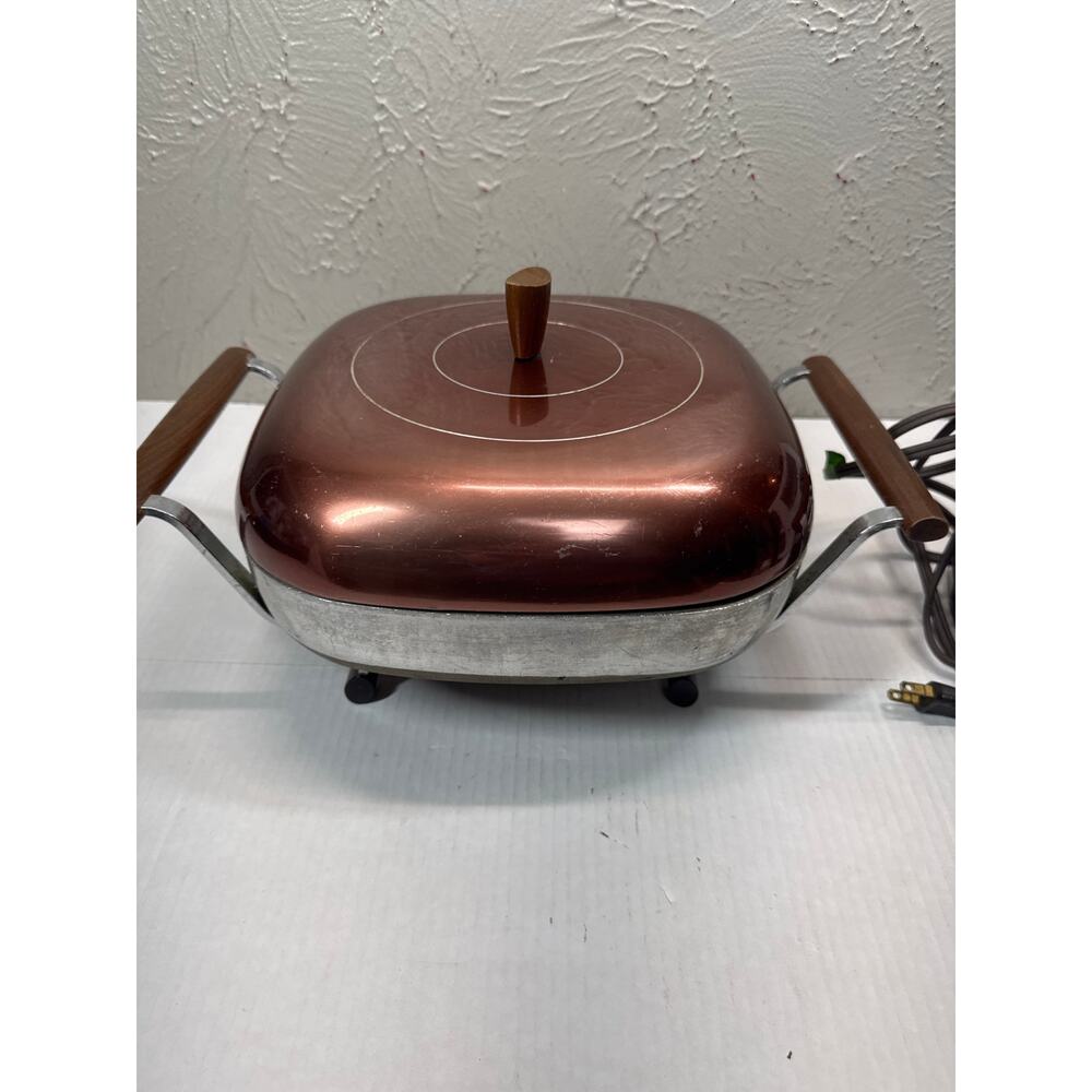Wear-Ever Vintage Electric Frying Pan Hallite Copper Lid USA‎ 11 inch skillet